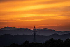 鉄塔と夕焼け