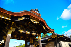 二条城　唐門　クリスマスイブの空