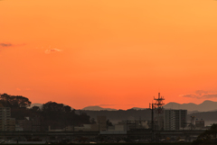 夕陽に染まる空