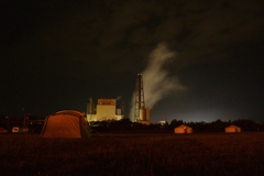 Factory and Camp site at night
