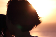 万座毛の夕日