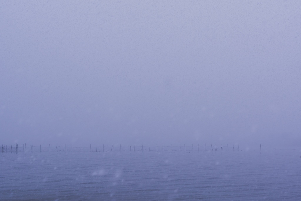 吹雪の水面