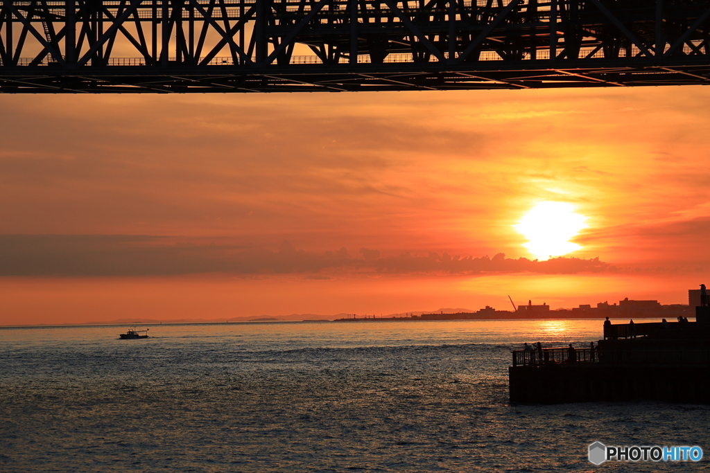 明石大橋　夕景