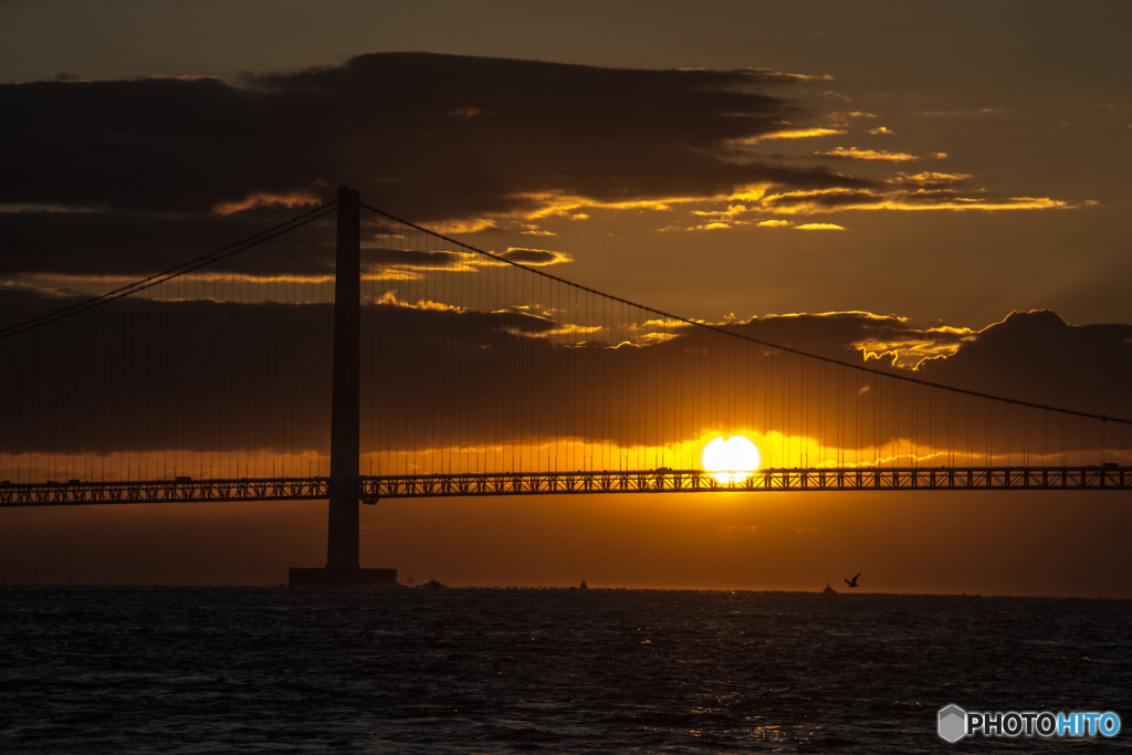 The sunrise of Akashi Bridge