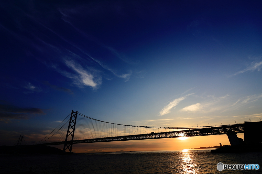 明石大橋　夕景