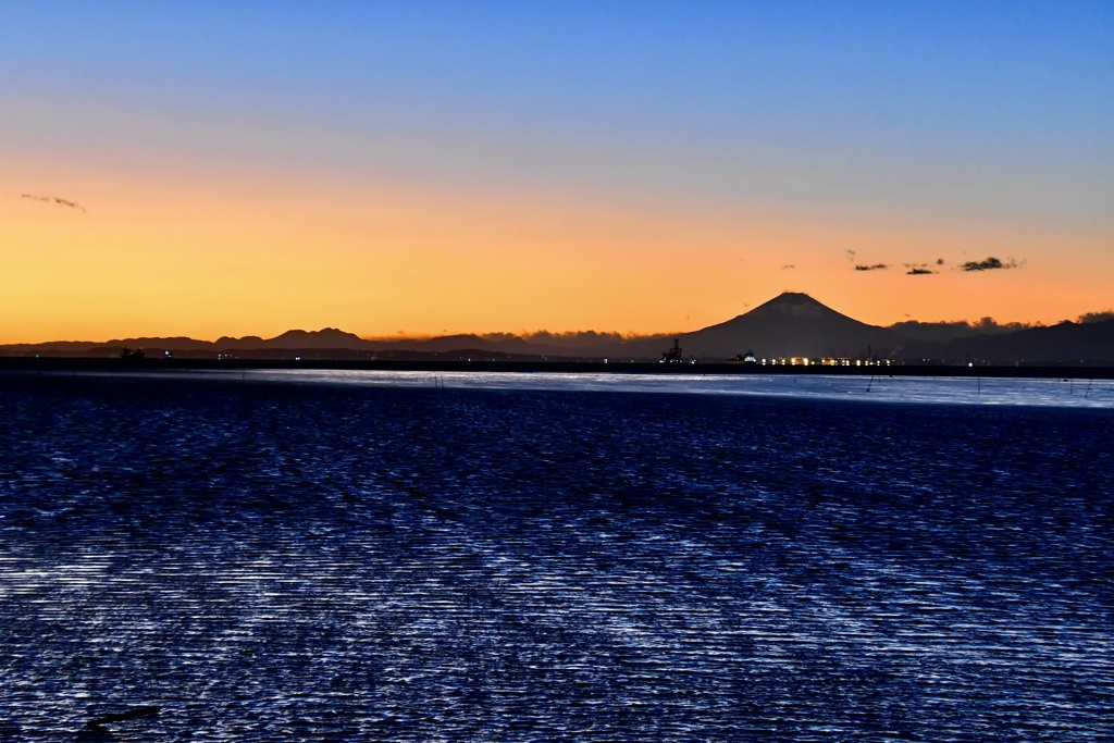 夕焼けの富士山