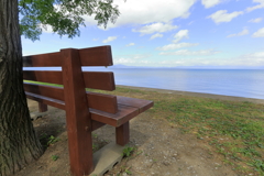 「＃あのベンチ」から見た夏の琵琶湖（うみ）