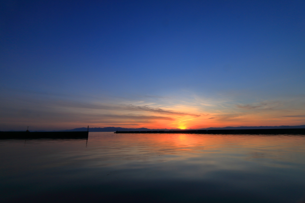 北湖の夕景