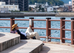 高松港釣り人