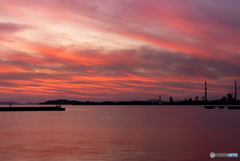 水島コンビナートの夕景１