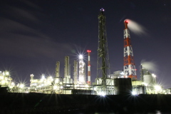 夜空に浮かぶ工場の光 in 網干