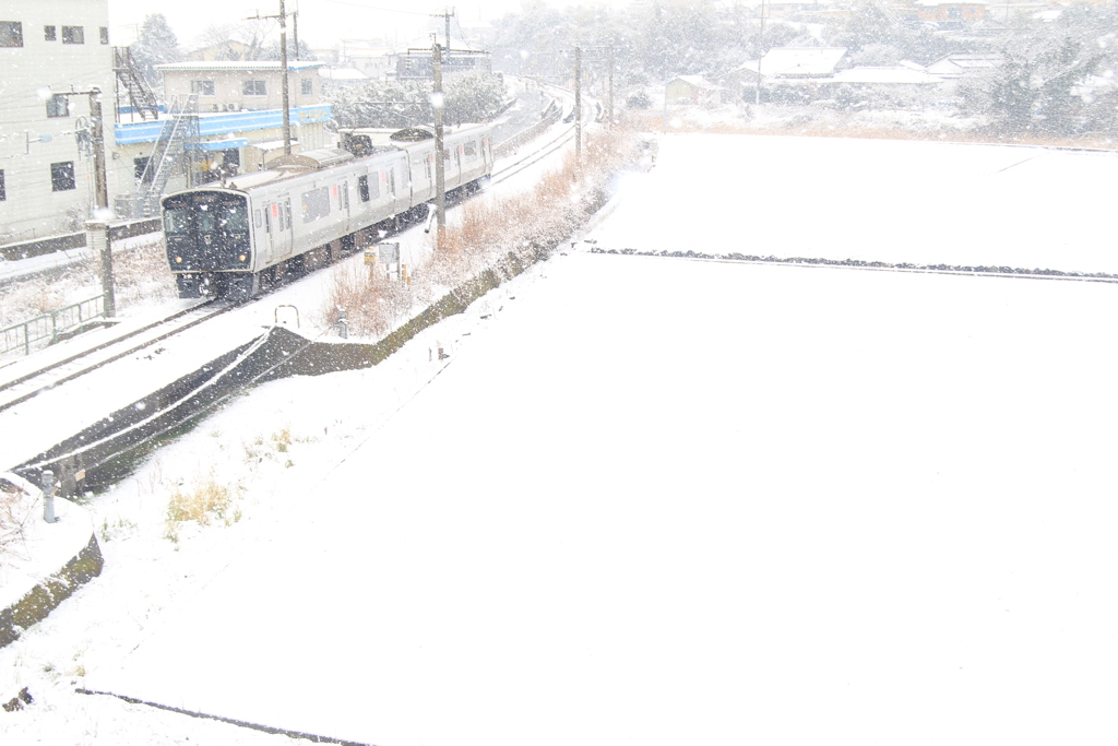 雪の中を走る列車(^^♪