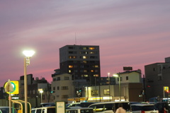 赤味の強い夕焼け