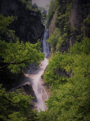 新緑と銀河の滝
