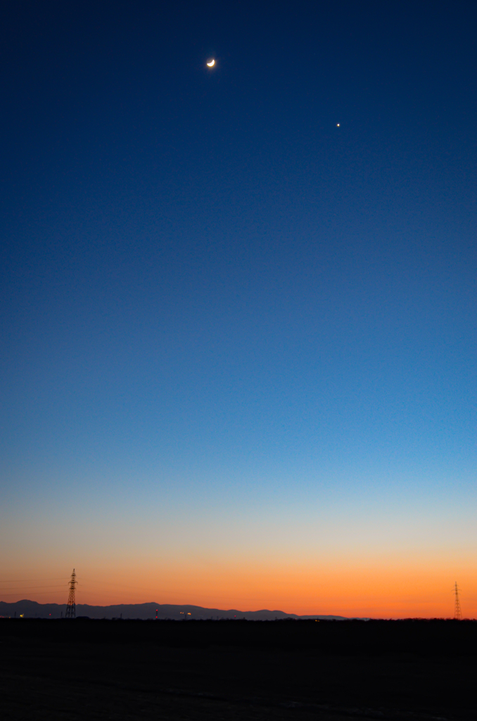 月と星と空のグラデーション