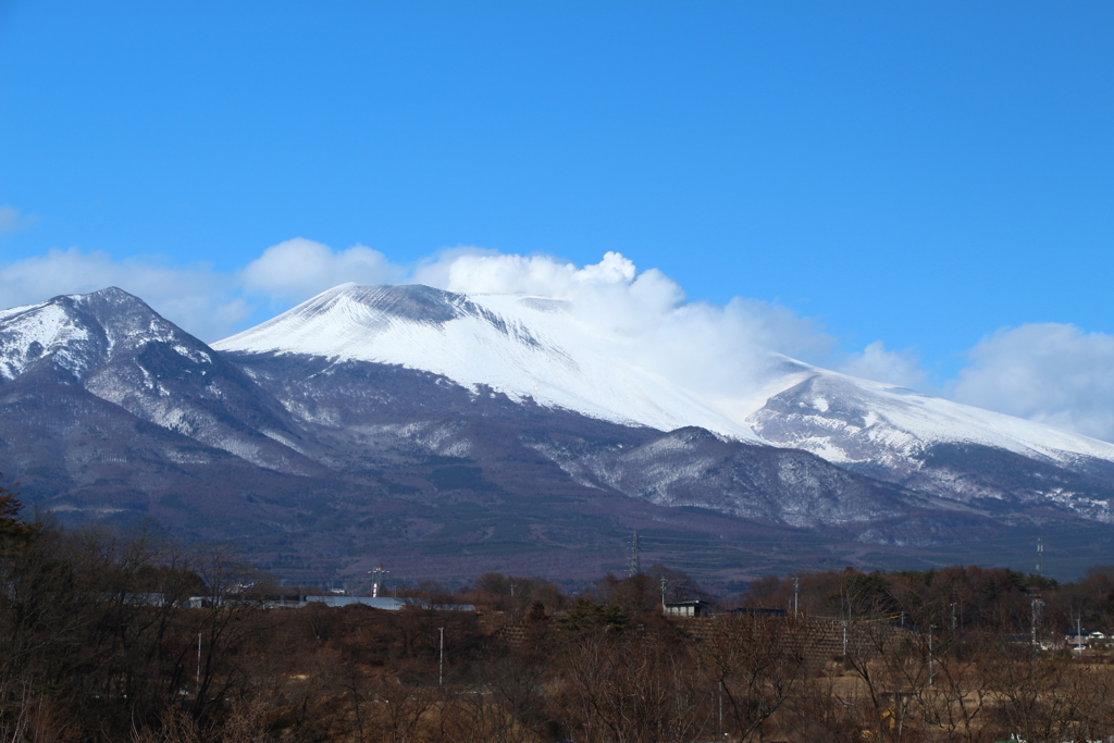 浅間山は雲の中