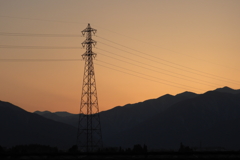 北アルプスの夕暮れ