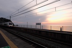 青海川駅の日没