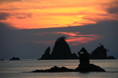 太田子海岸　夕景　ゴジラ岩　西伊豆