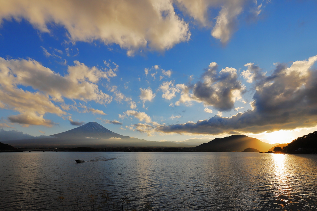 河口湖の夕暮れ　2