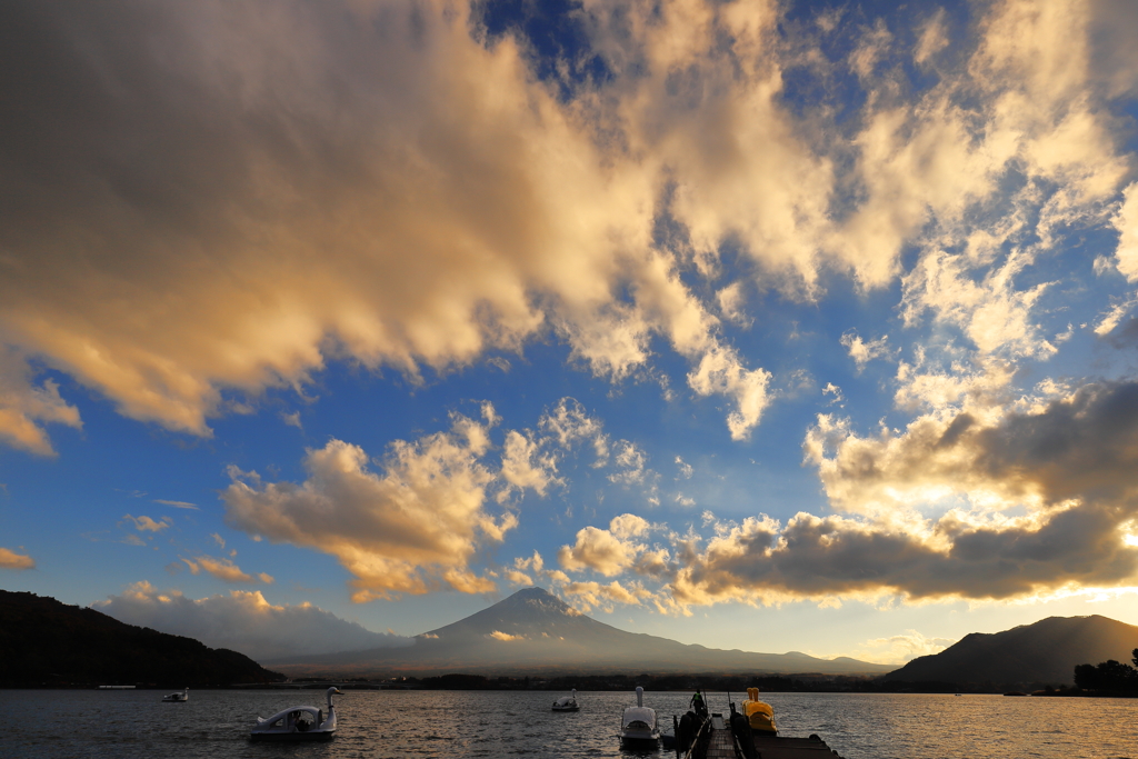 河口湖の夕暮れ　3