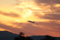 「夕景と飛行機」・・・・・