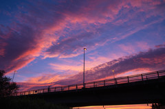 花火前　夕日