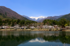 湖面に映る駒ケ岳