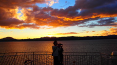 津軽海峡の夕日