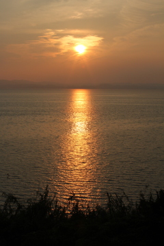 大村湾に沈む夕日