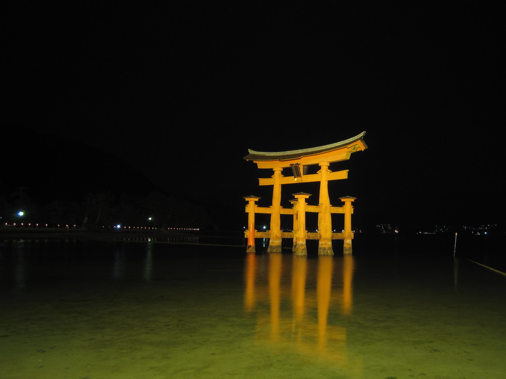 厳島神社　鳥居ライトアップ