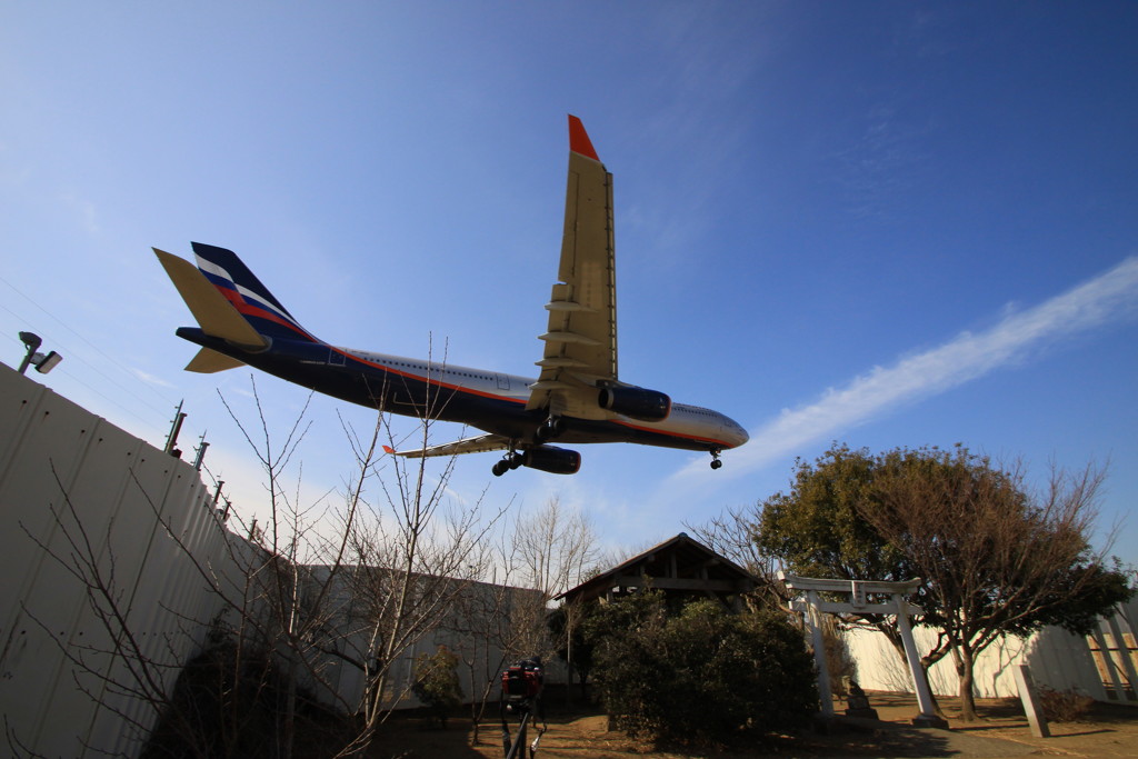 東峰神社上空　アエロフロート航空