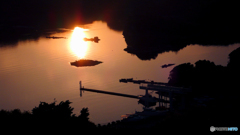 夕湖面