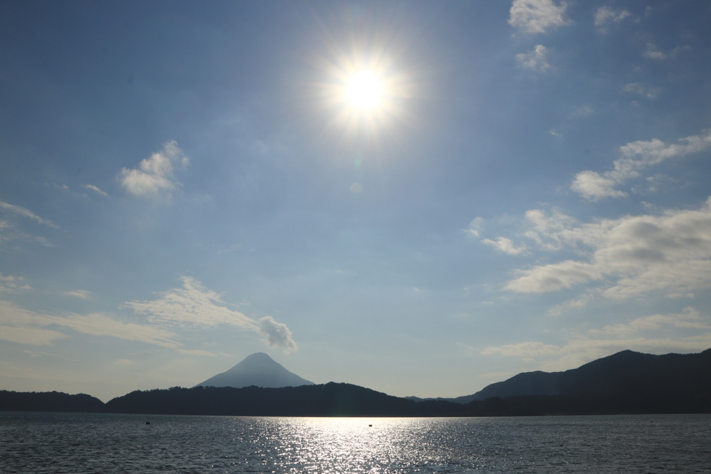 池田湖と開聞岳