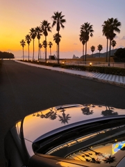 夕景の映し込み