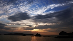 ①焼けそうな雲の出具合