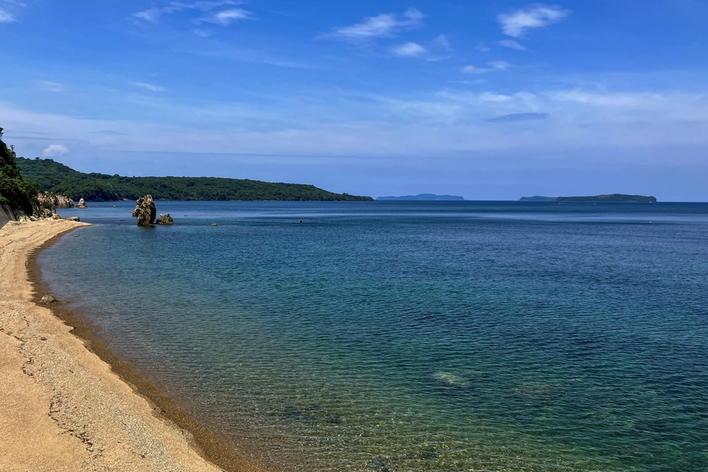 県道沿いの砂浜