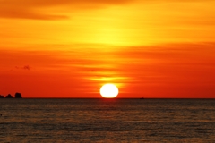 On the horizontal line 