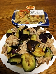 乱切り茄子と豚バラ肉炒めの馬路村ゆずぽんかけ