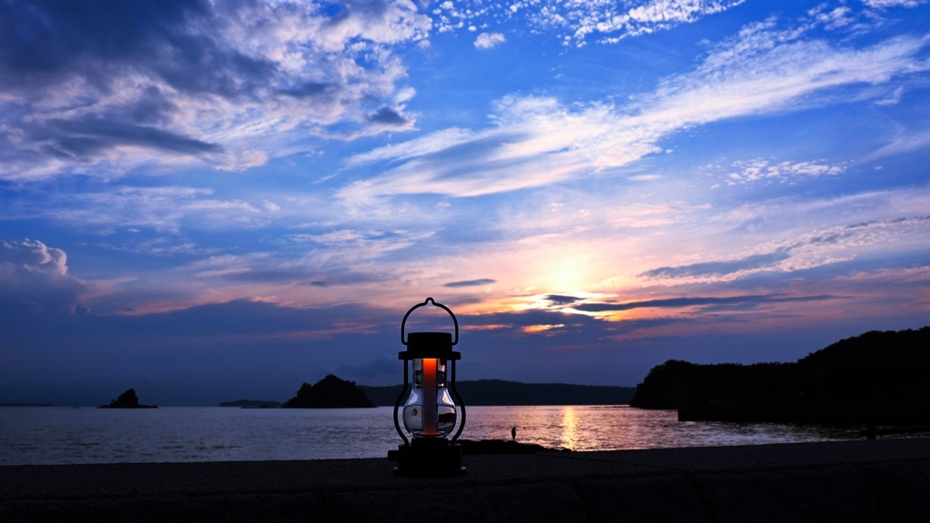 Evening view with LED lantern