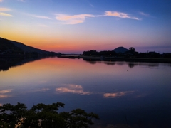 河口付近の日没後