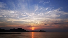 青海島に沈む夕陽