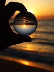 Reflection of the setting sun