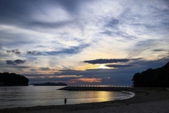 夕刻の海水浴