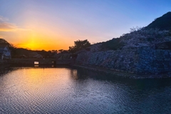 城址公園お堀越しの夕景