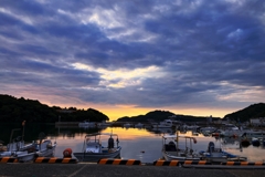 漁港の夕景