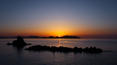 青海島に沈む夕陽