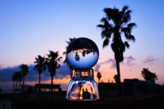 ガラス玉とワンショットグラス