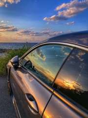 夕陽の映し込み