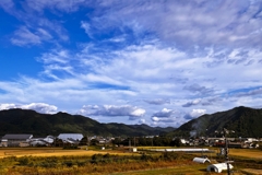 畑越しの空